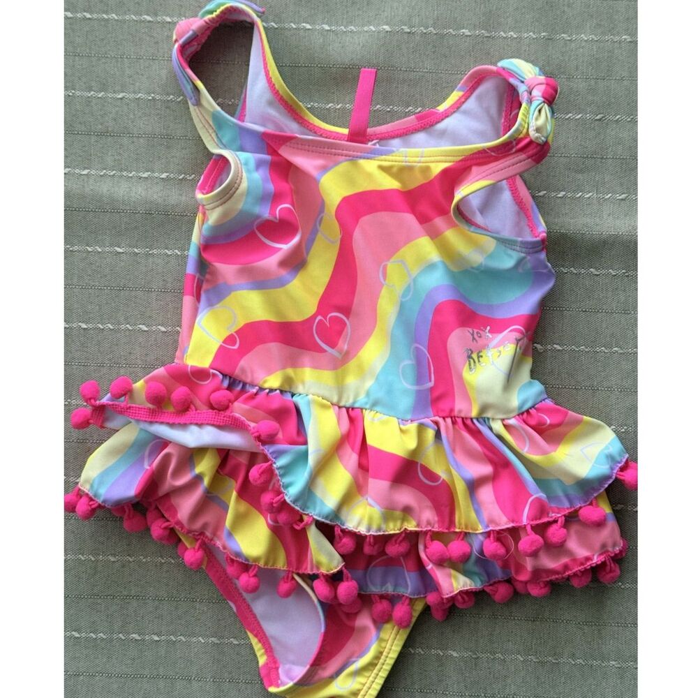 Betsey Johnson Girls Multicolor Rainbow Frilly Swimsuit Size 2T Great Condition